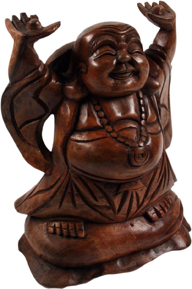 Guru-Shop Buddhafigur Lucky Buddha Statue 20 cm - dunkel - Modell 2