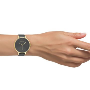 OOZOO Quarzuhr Oozoo Unisex Armbanduhr Timepieces Analog, Damen, Herrenuhr rund, extra groß (ca. 48mm) Metallarmband schwarz