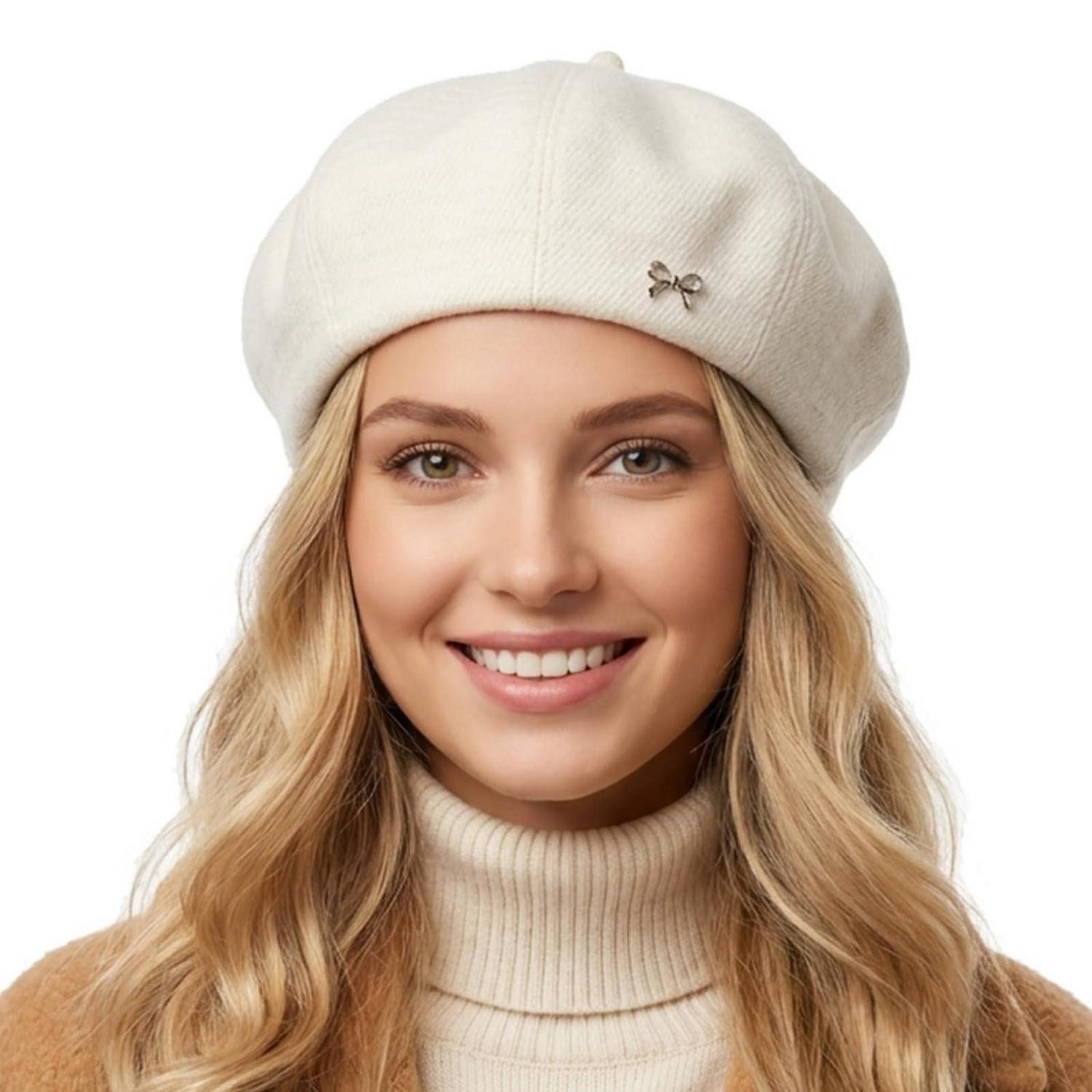 LuxusKollektion Baskenmütze Baskenmütze Damen Barett Beret Malermütze Künstler 56-58 Weiß