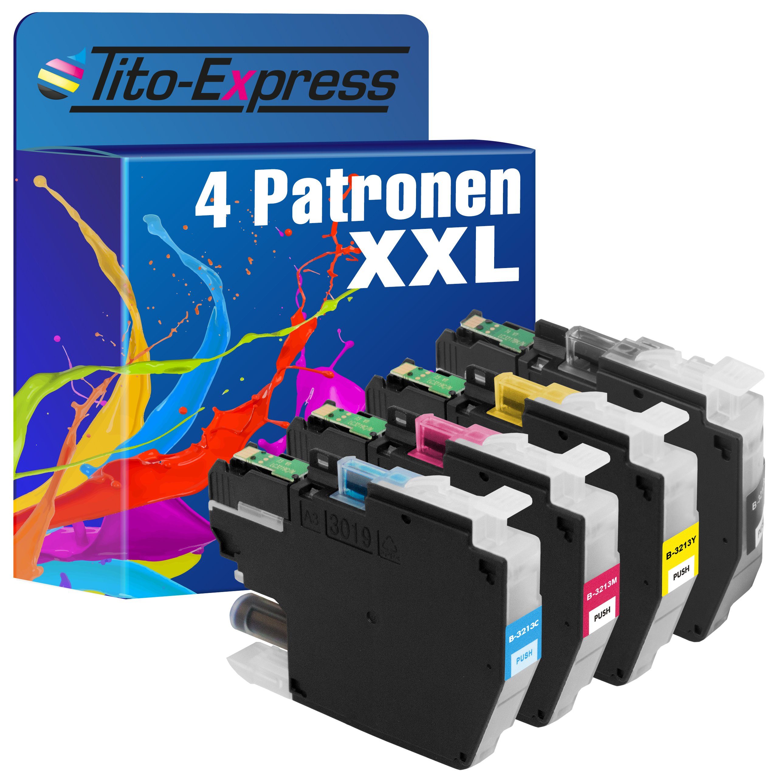 Tito-Express 4er Set ersetzt Brother LC-3213 LC3213 XL Tintenpatrone (Multipack, für DCP-J572DW DCP-J772DW DCP-J774DW MFC-J497DW MFC-J491DW MFC-J890DW)