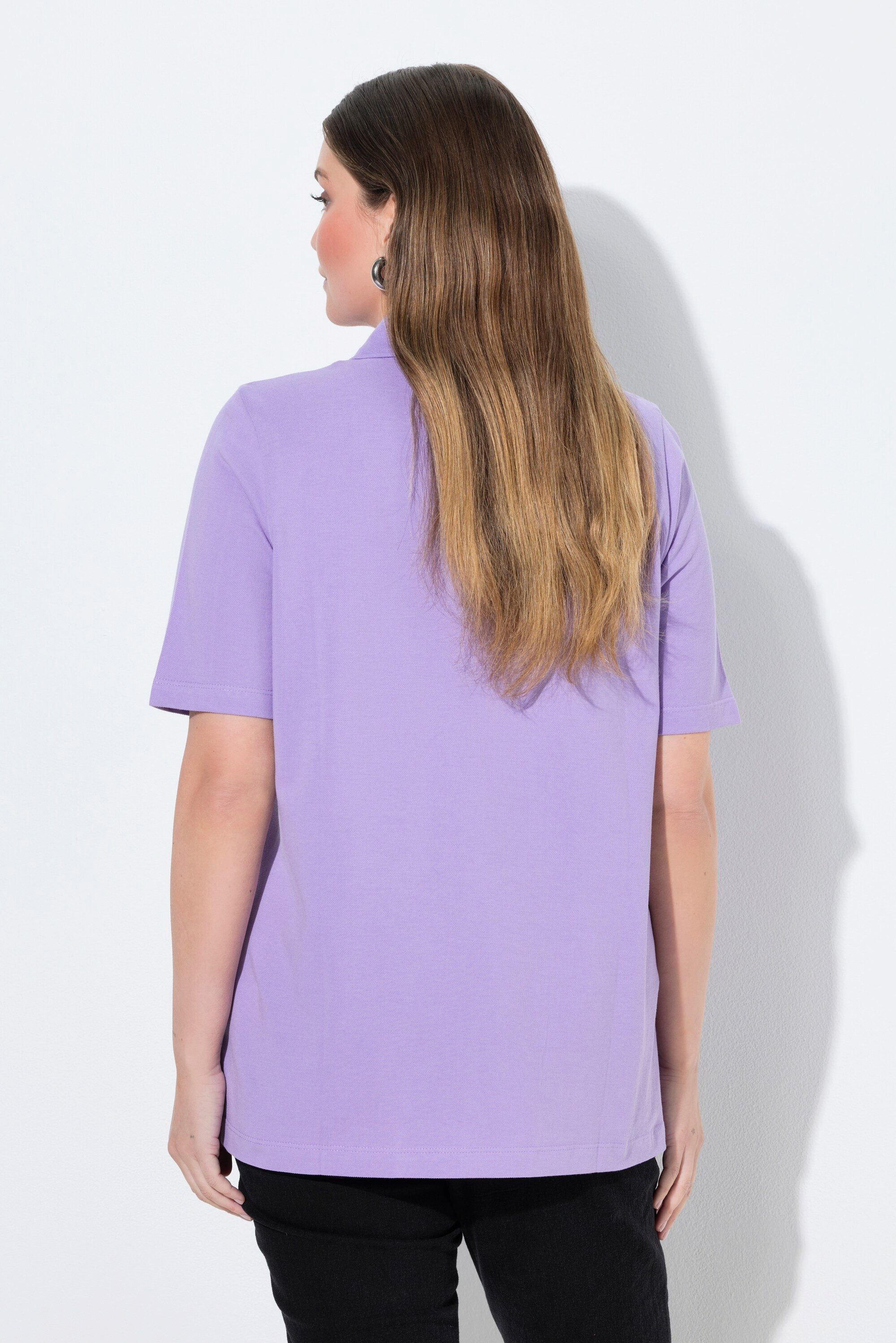Ulla Popken Poloshirt Poloshirt längere Knopfleiste Polokragen Halbarm