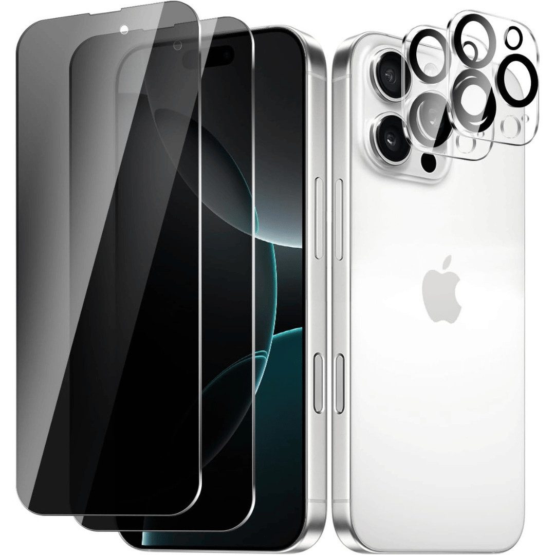 SmartUP Displayschutzglas 2X Schutzglas für iPhone 16 Pro Sichtschutz Display Kamera Panzerfolie für iPhone 16 Pro, Blickschutz, Anti-Spy
