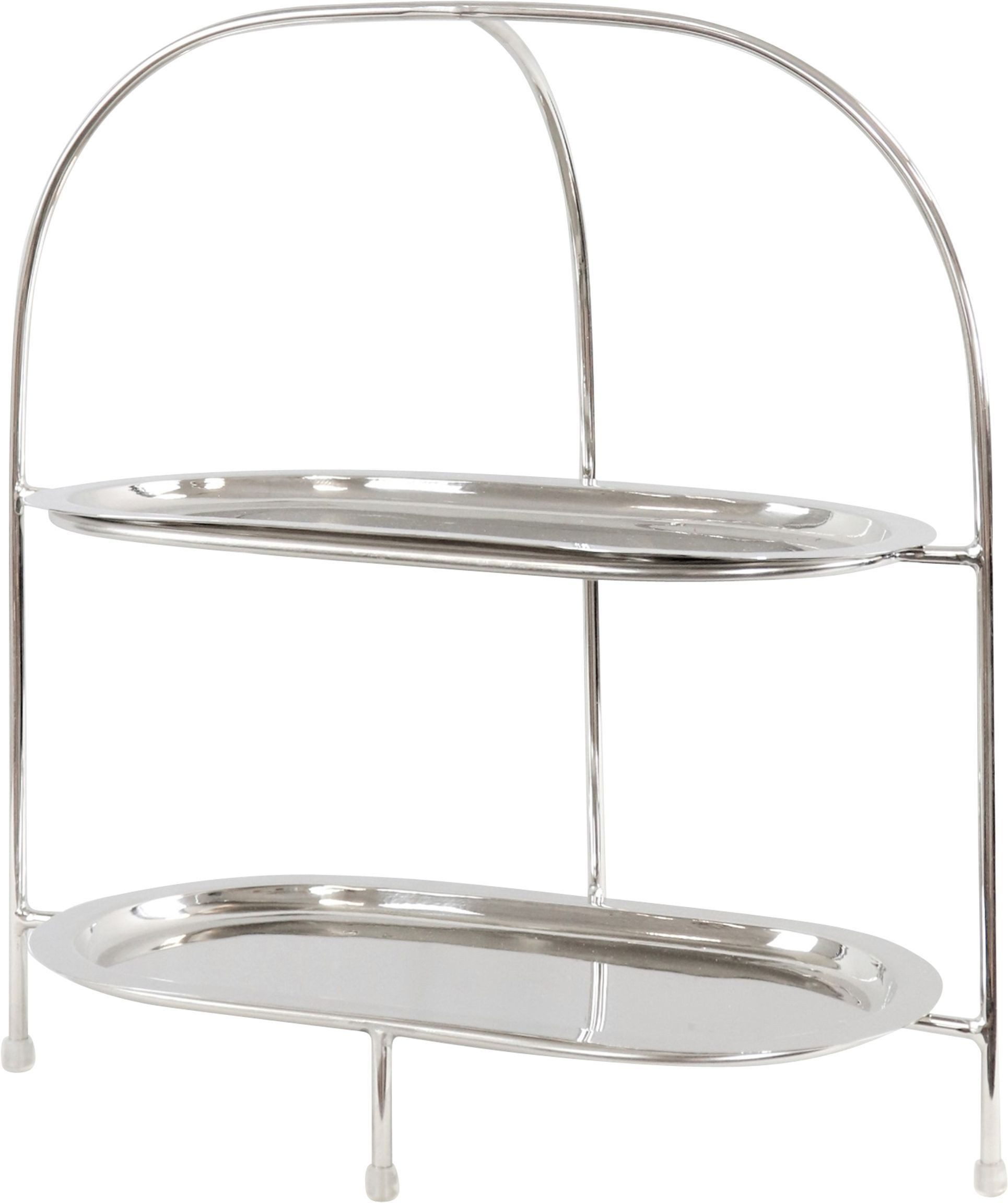 FURNARO Etagere TABLE, Edelstahl vernickelt, zweistöckig aus Edelstahl vernickelt ca. 40cm