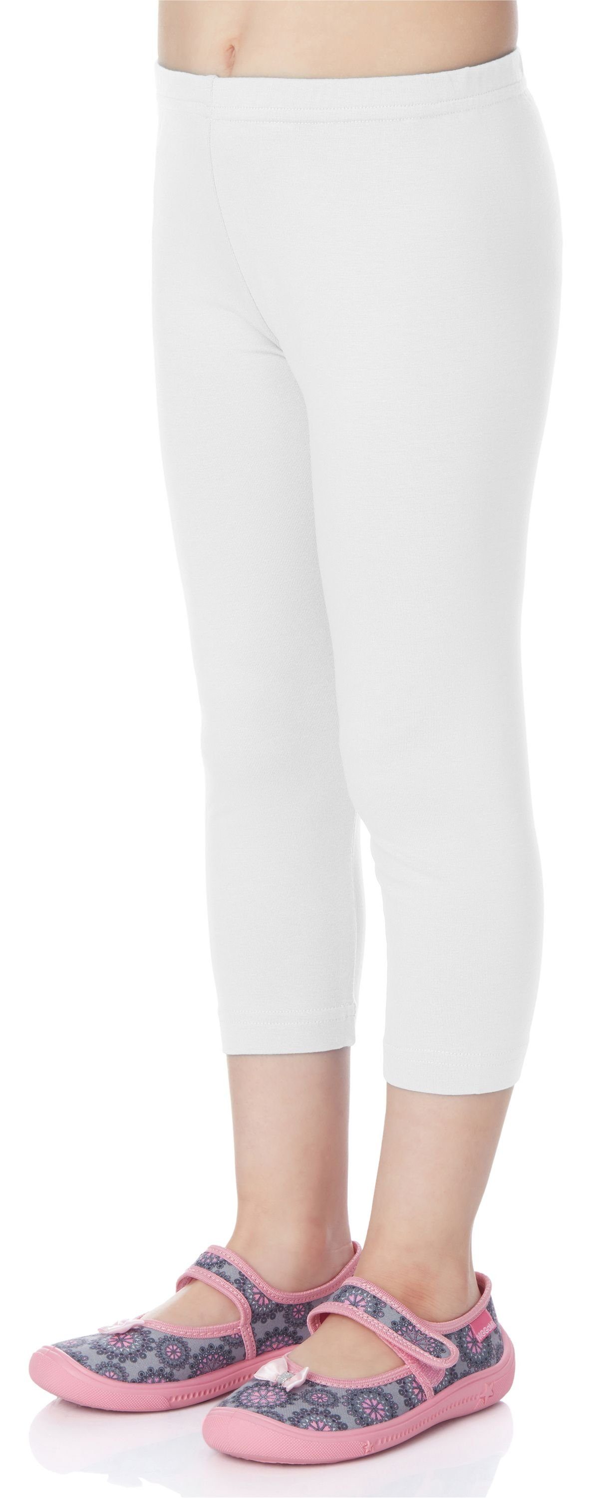 MS10-131 Bund Leggings Merry (1-tlg) 3/4 Style Capri Leggings Weiß Viskose aus Mädchen elastischer