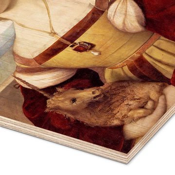 Posterlounge Holzbild Raffael, Dame mit Einhorn, Malerei
