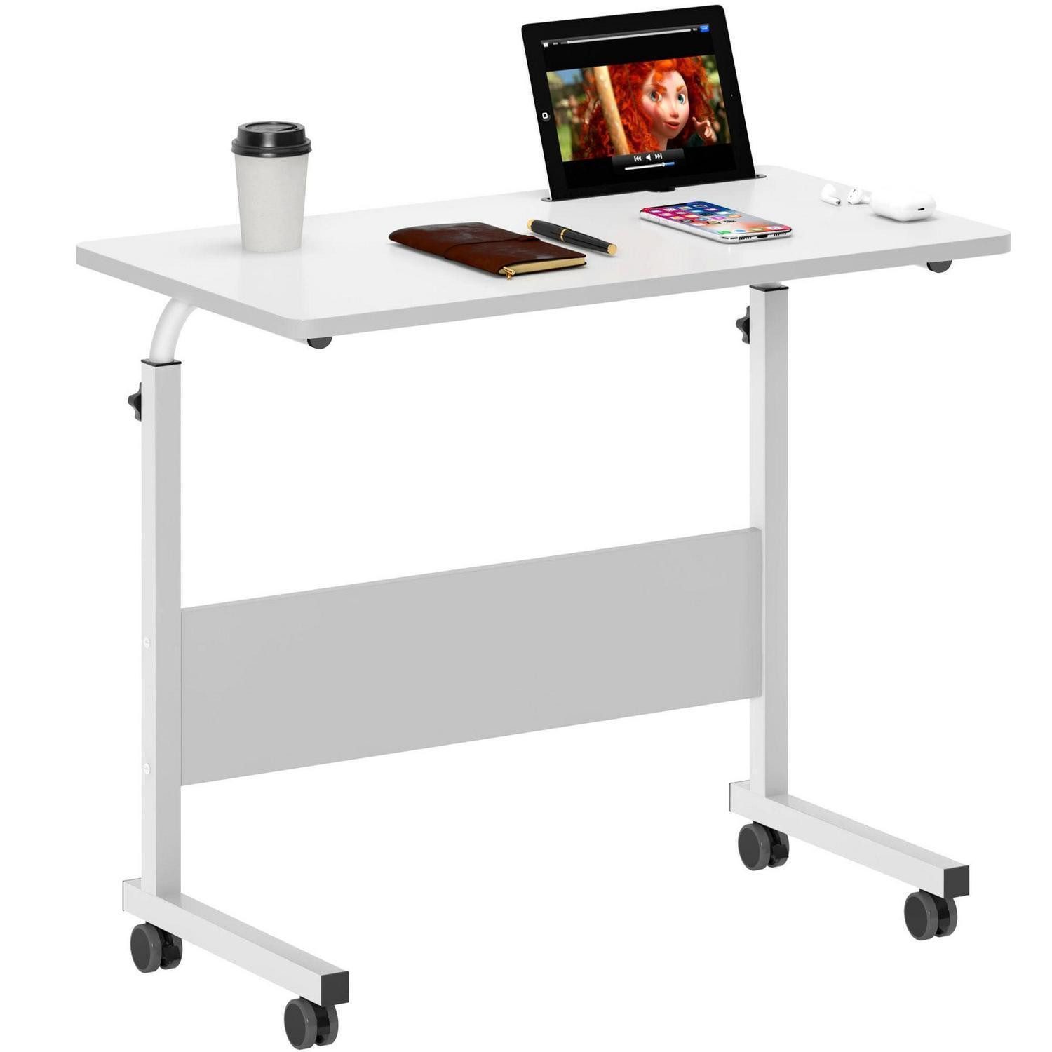 LuxusKollektion Computertisch Computertisch höhenverstellbar 80x40cm perlweiß