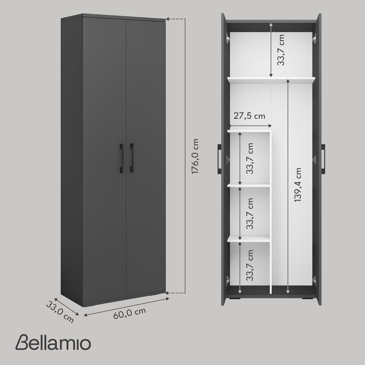 Bellamio Mehrzweckschrank Apol (Besenschrank Anthrazit) mit günstig online kaufen