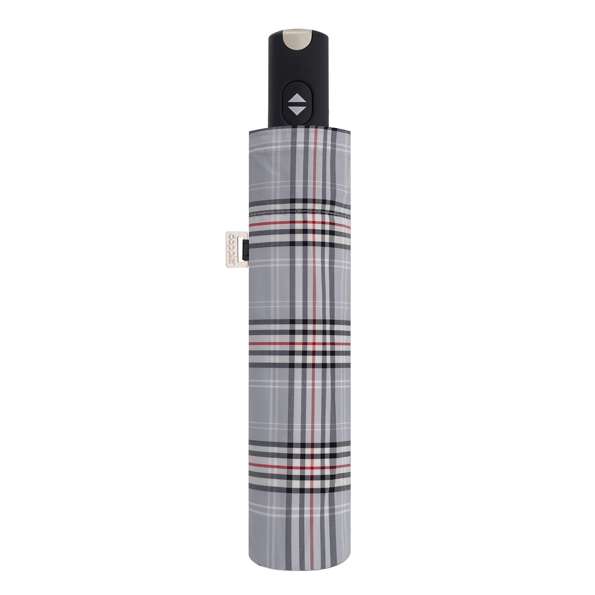 Taschenregenschirm Karo Magic doppler® Grey Carbonsteel