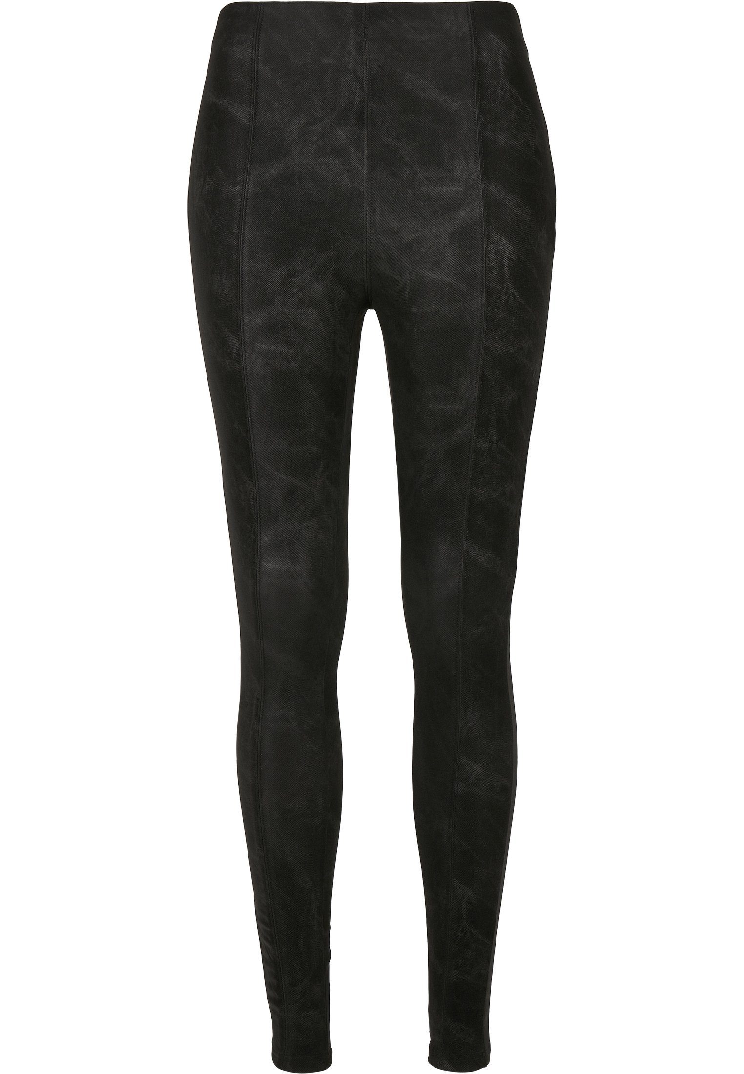 URBAN CLASSICS Leggings Damen (1-tlg) Leather Ladies Faux Pants black Washed