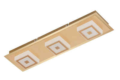 Briloner Leuchten Aufbauleuchte LED Wandleuchte Deckenleuchte 3 flg Gold Metall 1200lm Warm 44x12x5cm