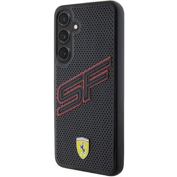 Ferrari Handyhülle Case Galaxy S24 Kunstleder schwarz Logo Metall 6,2 Zoll, Kantenschutz