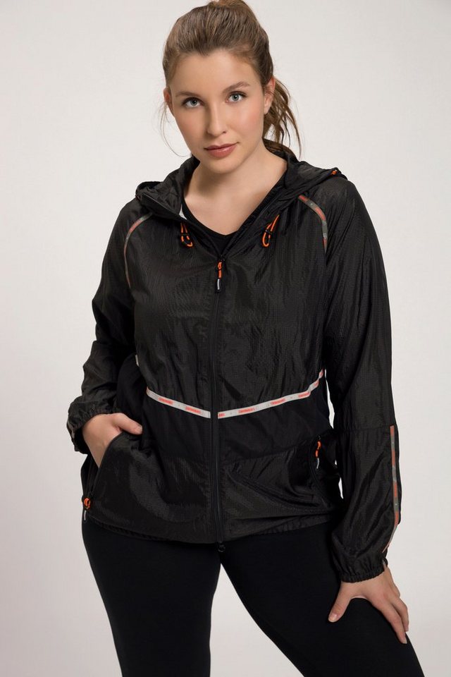 Ulla Popken Funktionsjacke Funktionsjacke Kapuze 2-Wege-Zipper, Saum und  Langarm-Abschluss elastisch