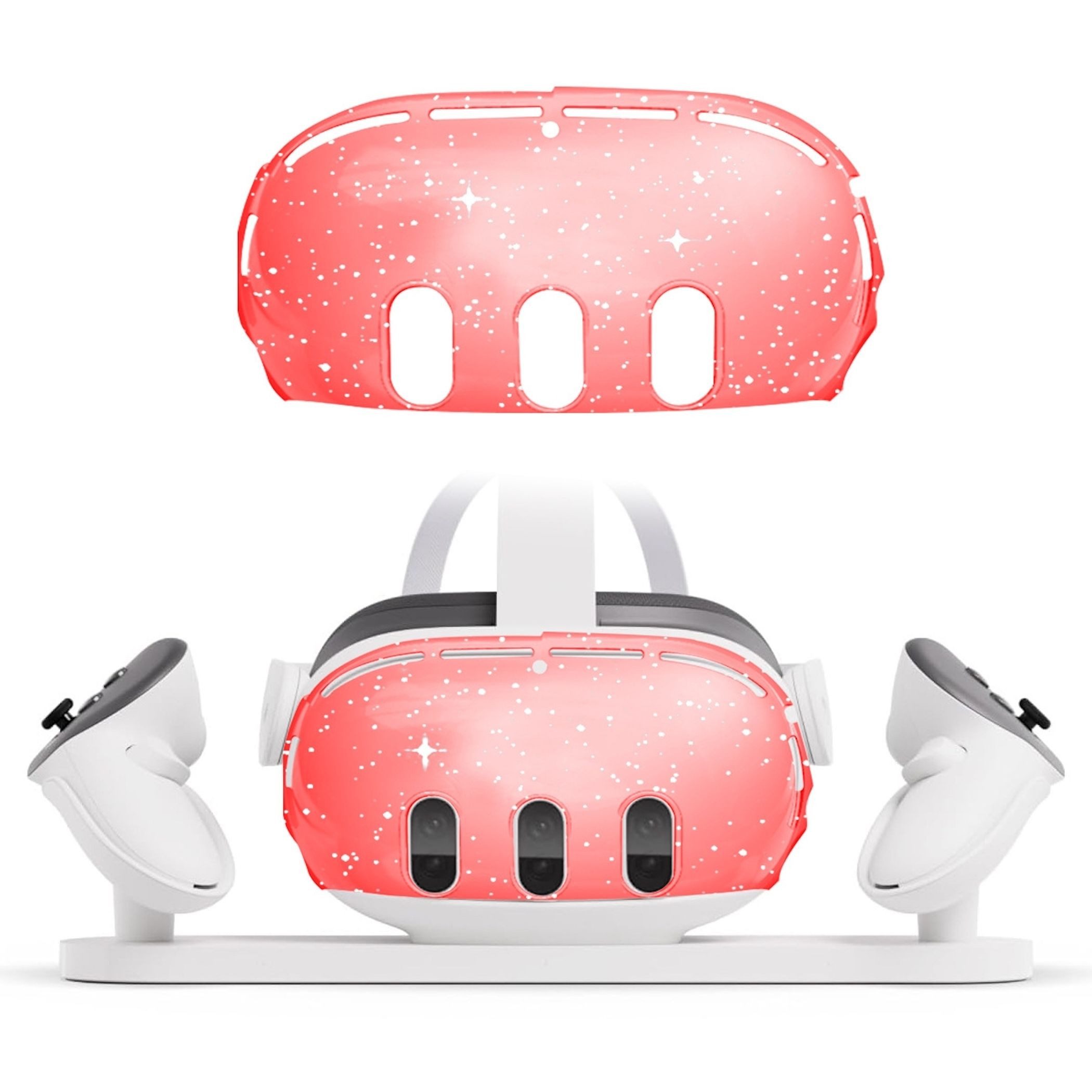 Wigento Schutzgehäuse Meta Quest 3 Schutzhülle Transparent Rot Zubehör Drohne