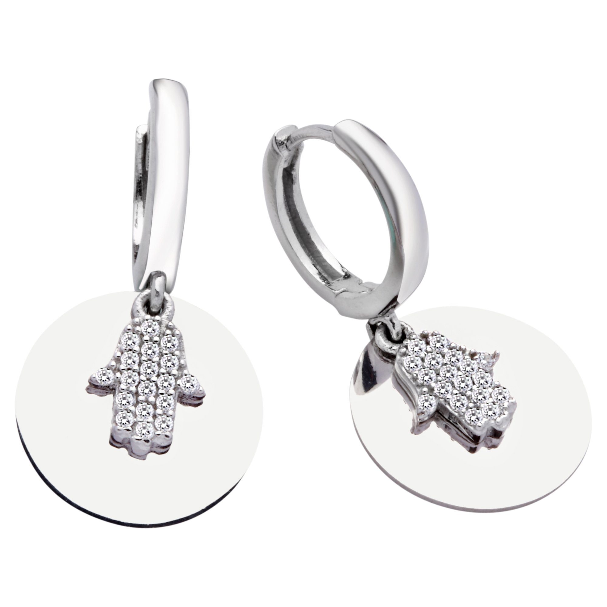 dKeniz Paar Ohrhänger 925/- Sterling Silber rhodiniert Glänzend Zirkonia  Weiß, Perfekte Ergänzung zum Outfit