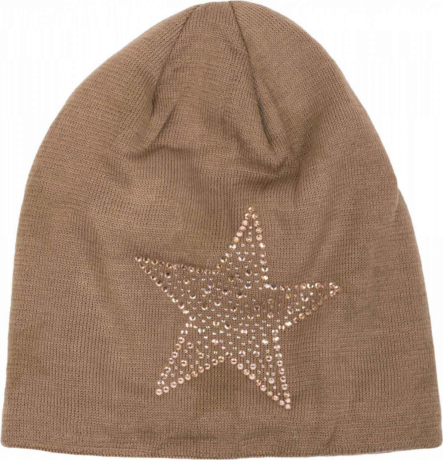 styleBREAKER Strickmütze Feinstrick Beanie mit Strass Stern (1-St) günstig online kaufen