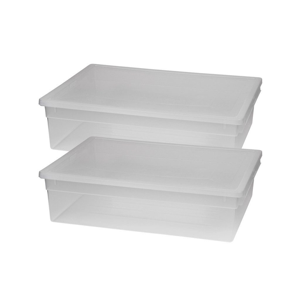 Kreher Aufbewahrungsbox Set: 2x XL Aufbewahrungsbox aus transparentem Kunststoff