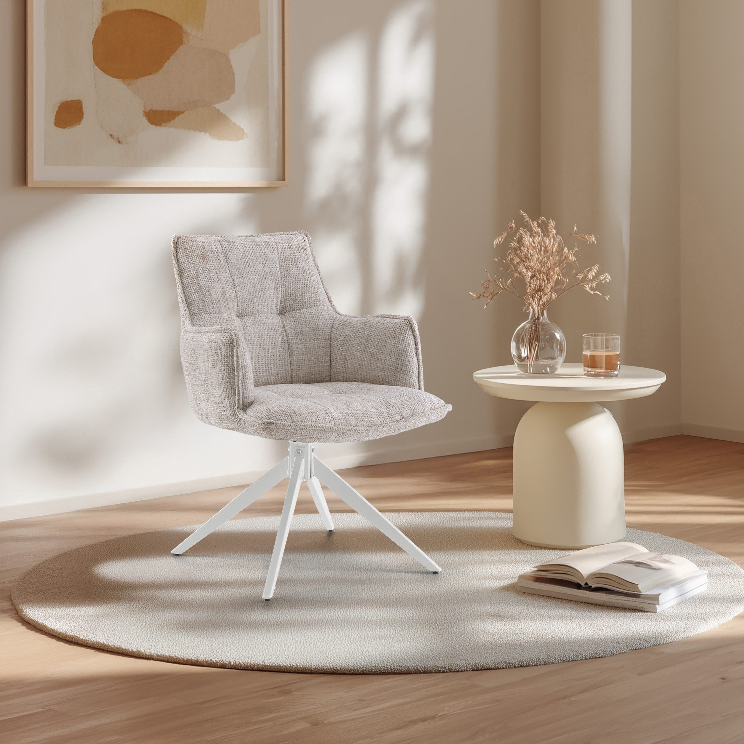 hjh LIVING Esszimmerstuhl Esszimmerstuhl Tavaro Stoff mit Armlehnen (1 St), günstig online kaufen