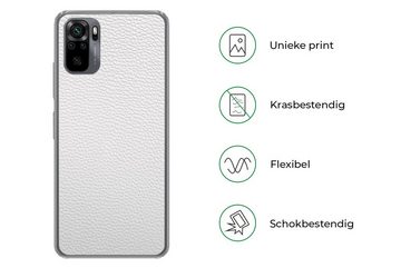 MuchoWow Handyhülle Leder - Strukturiert - Leder-Optik - Weiß, Phone Case, Handyhülle Xiaomi Redmi Note 10, Silikon, Schutzhülle