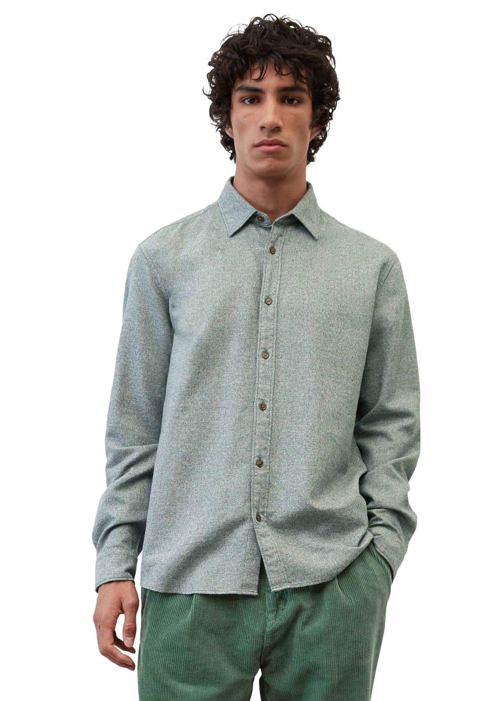 Marc O'Polo Langarmhemd aus reiner grün Bio-Baumwolle