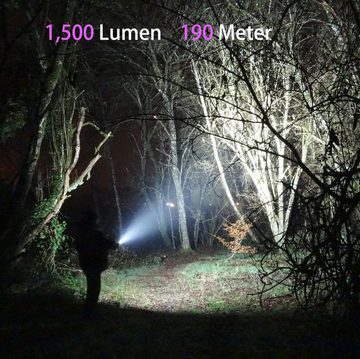 OLIGHT Taschenlampe Warrior Mini LED Taschenlampe, 1500 Lumen, 190 Meter Reichweite, IPX8 Wasserdicht Wiederaufladbar Taktische Taschenlampe für Wandern Camping Angeln