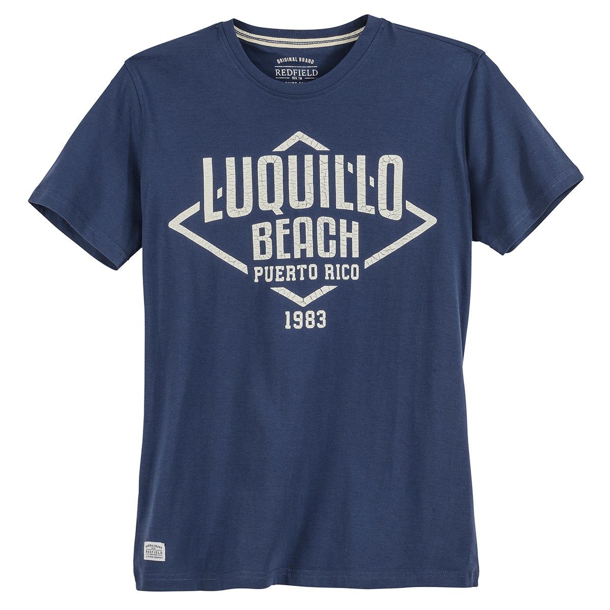 blau Rundhalsshirt Luquillo Größen Print Große redfield Beach T-Shirt Redfield