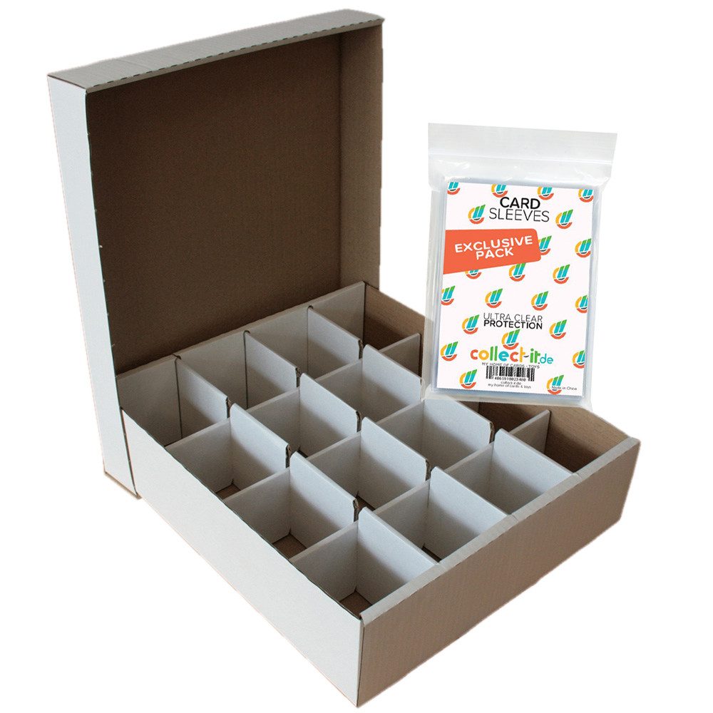 collect-it.de MY HOME OF CARDS + TOYS Sammelkarte 2 Riesen Deck-Boxen Aufbewahrung (weiß) 16 Fächer für TCGs +Sleeves