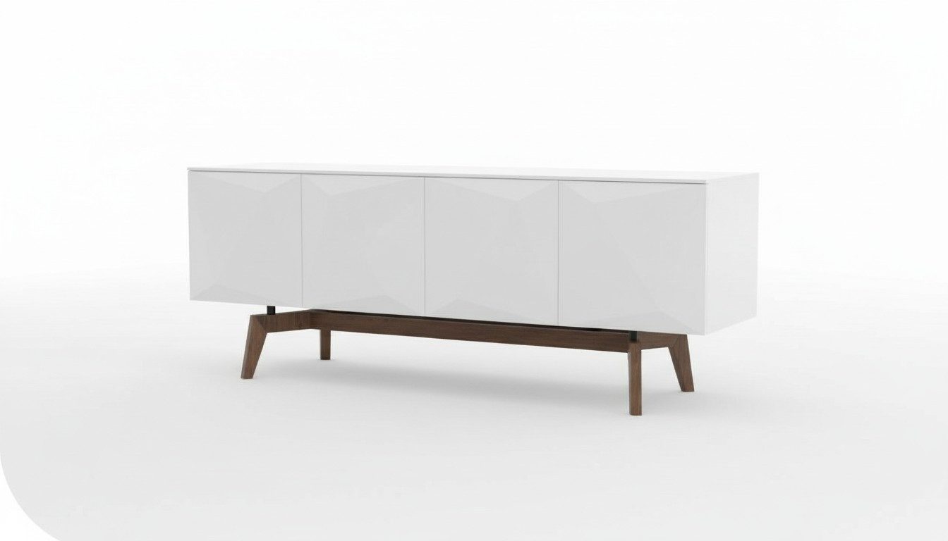 Xlmoebel Sideboard Weißes Luxus Holzmöbel mit Stauraum für das Esszimmer (Sideboard, ca. 220 x 58 x 56 cm), Made in Europa