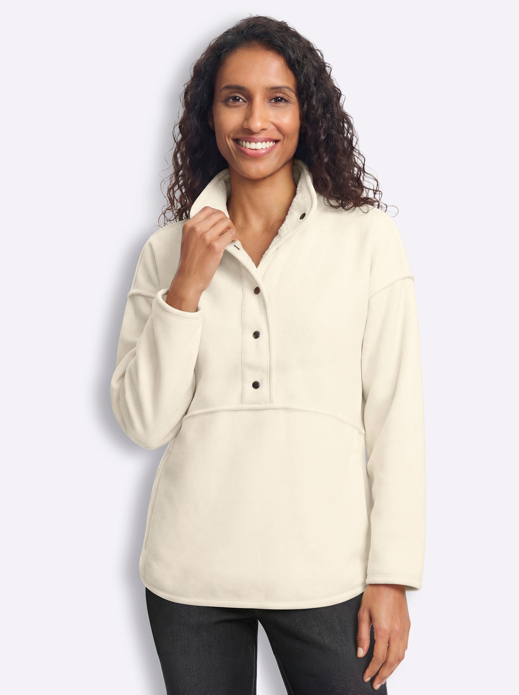 heine Fleeceshirt Fleece-Shirt Langarm Länge ca. 70 cm