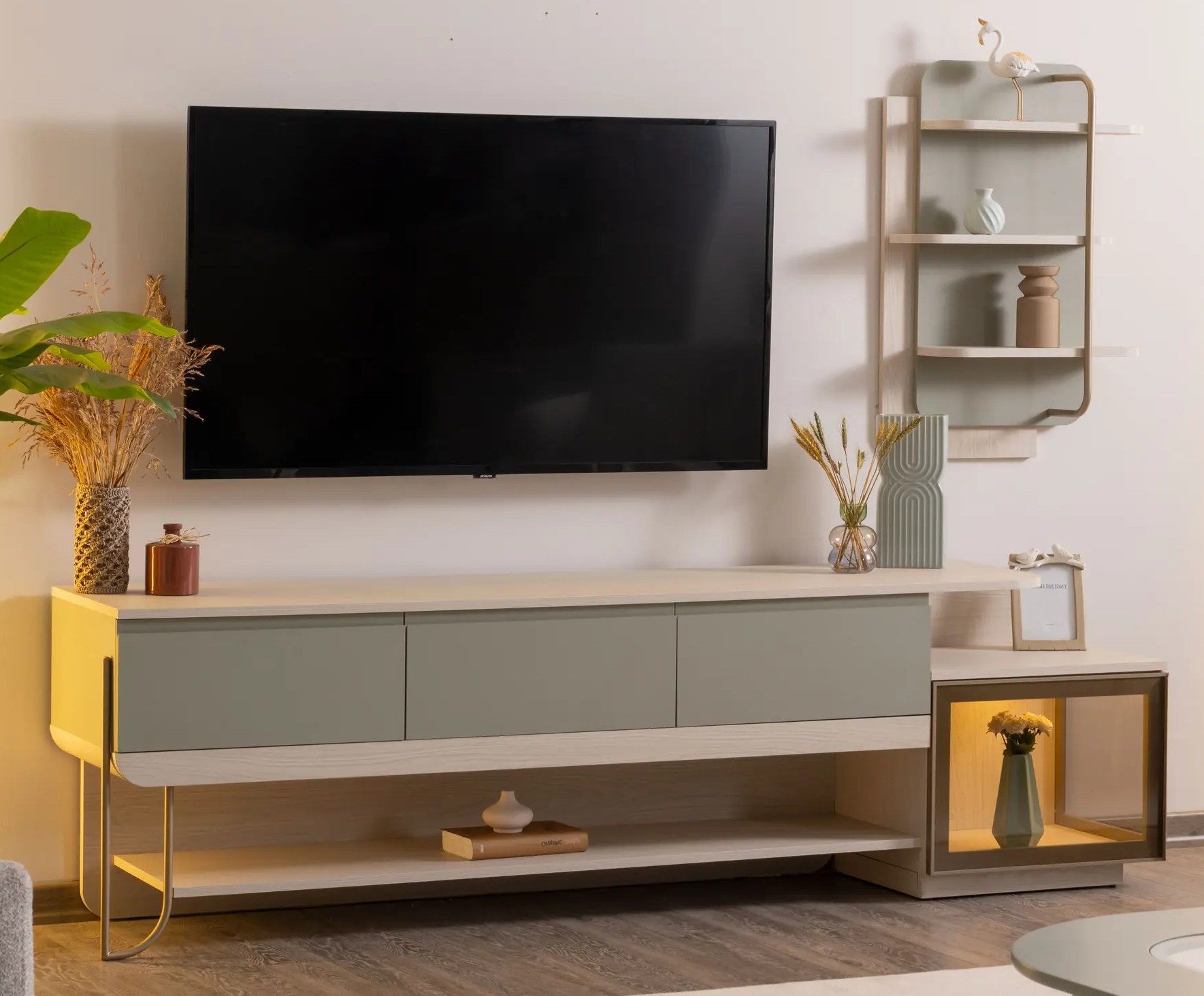 Xlmoebel Bücherwand Elegantes Wandregal aus Holz für ein stilvolles Wohnzimmer, Wandregal, Made in Europa
