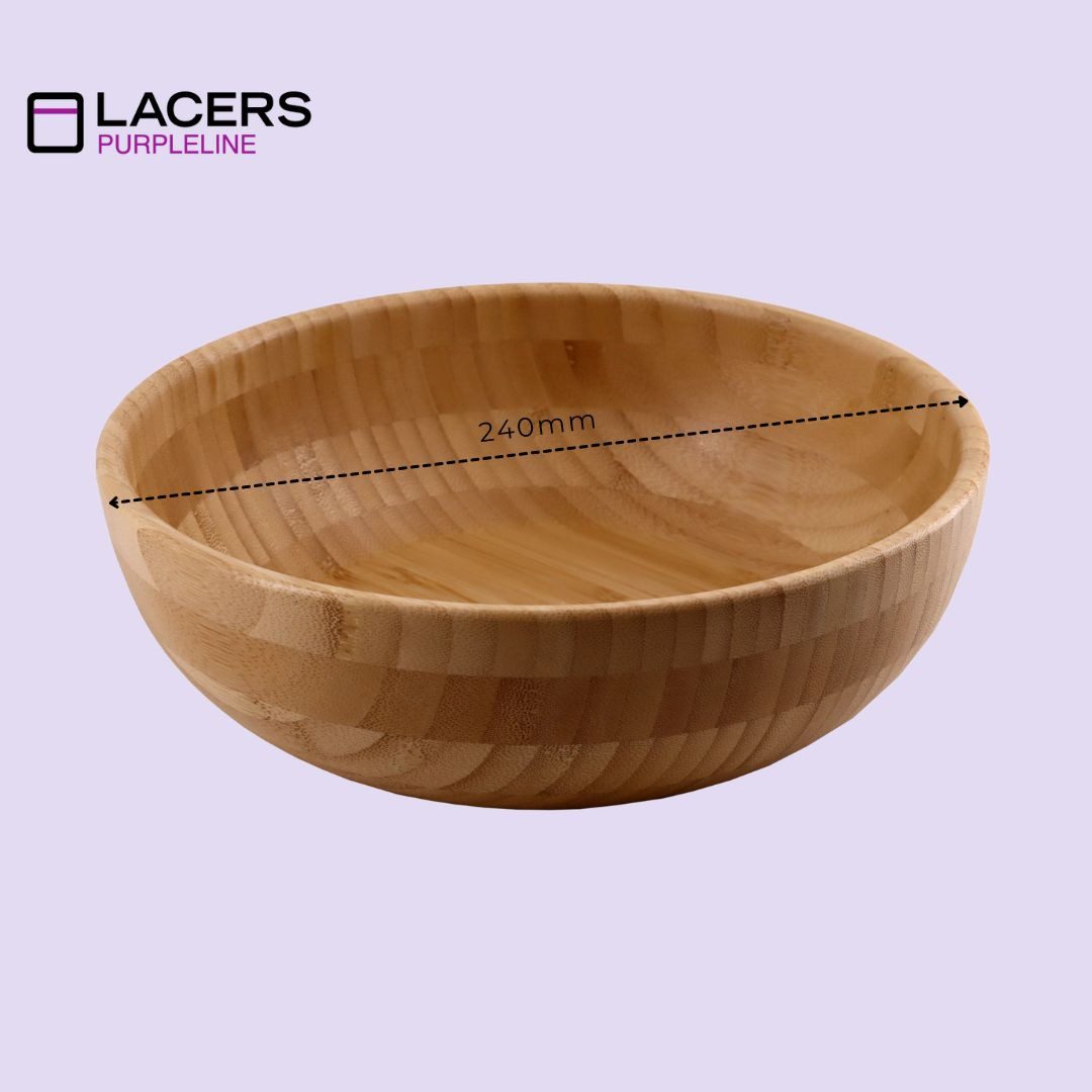 Lacers Schüssel Lacers PurpleLine Salatschüssel aus Bambus Ø 24 cm – Servierschale, Bambus, (Einzelartikel), 100 % Bambus, vielseitig, plastikfrei & nachhaltig