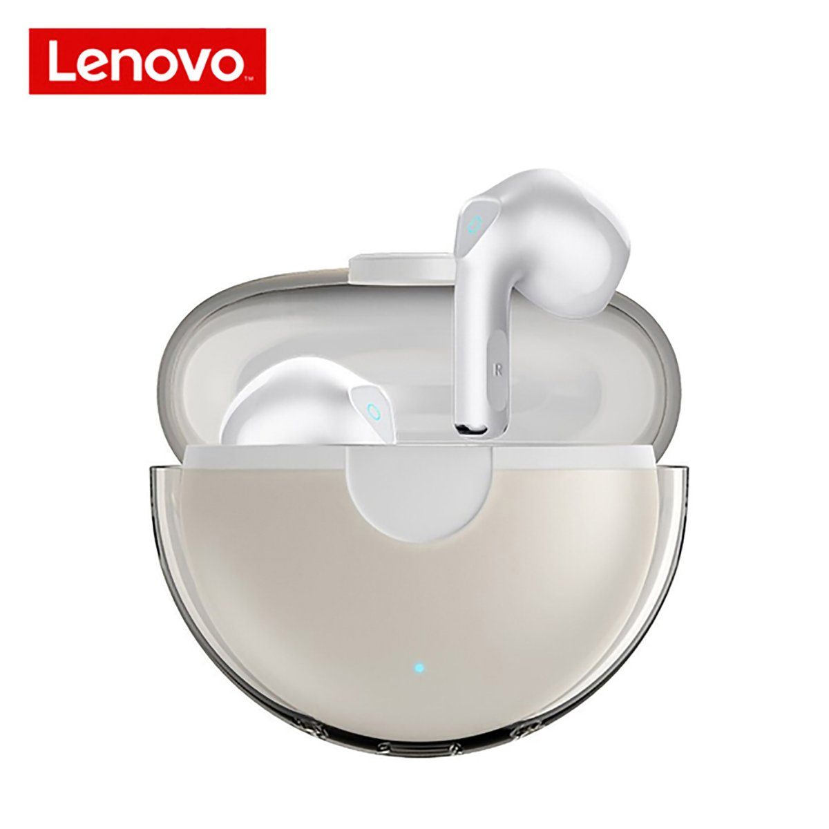 Lenovo LP80 mit Touch-Steuerung Bluetooth-Kopfhörer Assistant, Wireless, Kopfhörer-Ladehülle 300 mAh Touch-Steuerung 5.0, kabellos, Weiß) Google und - Siri, Bluetooth (True