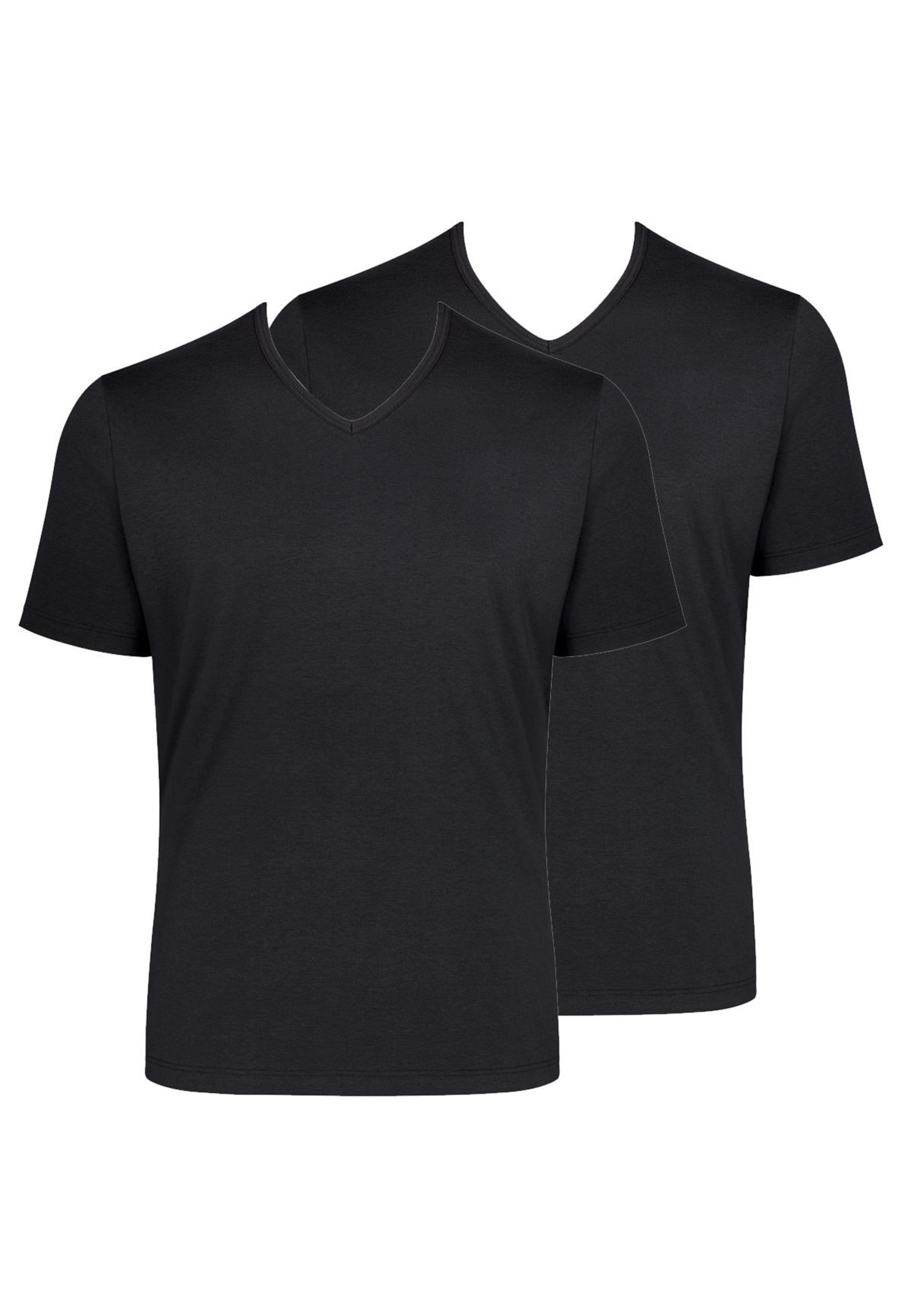 Sloggi Unterhemd 2er - Schwarz Go - Atmungsaktiv Baumwolle Shirt Pack - Cotton Organic Unterhemd / (Spar-Set, 2-St) Kurzarm