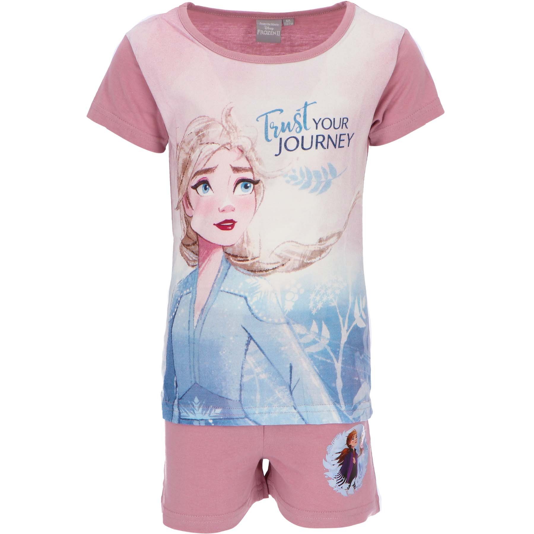 Disney Frozen Schlafanzug Die Eiskönigin Elsa Kinder Mädchen Pyjama Gr. 98 bis 128, 100% Baumwolle Rosa