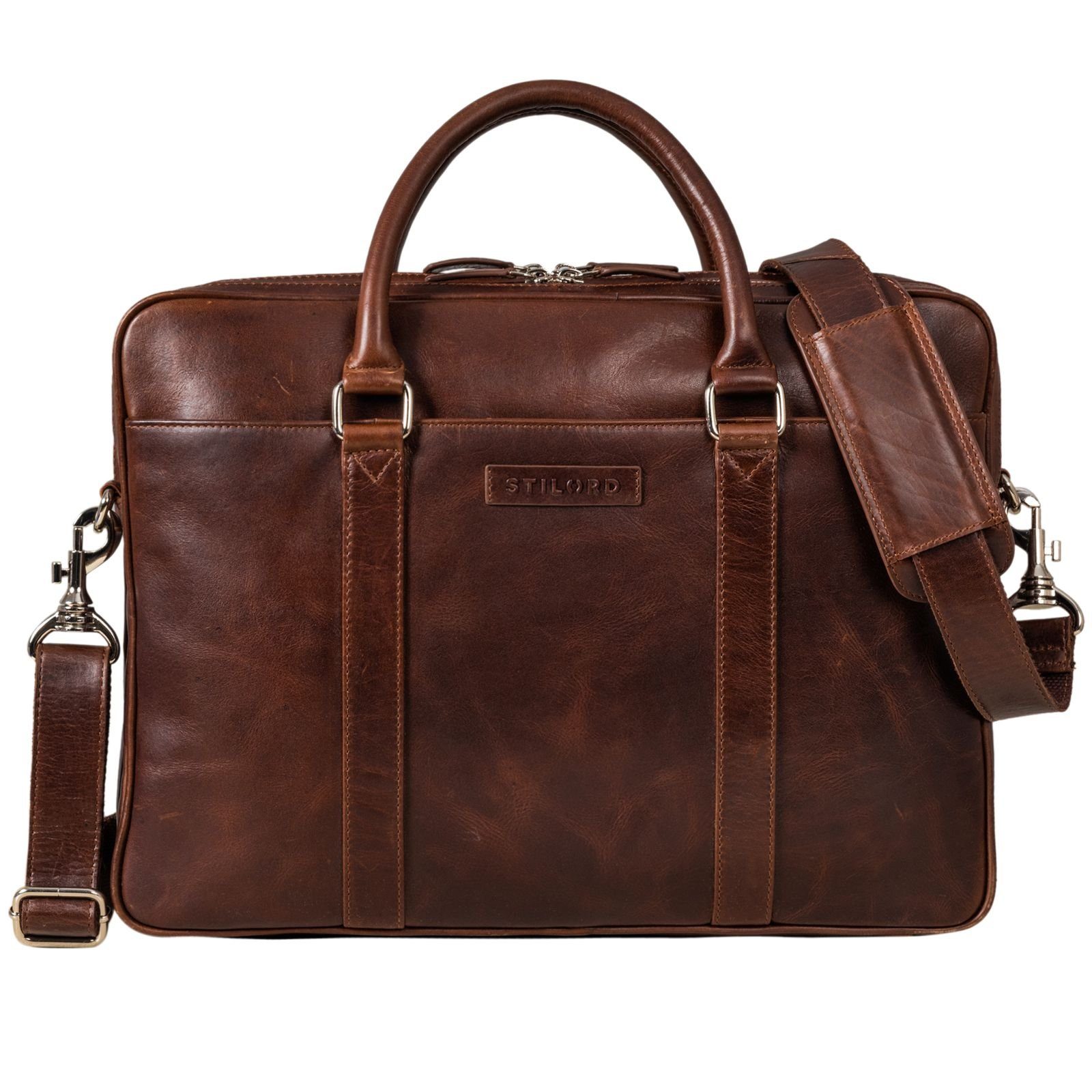 Cognacfarbene Laptoptasche Aus Leder 17 Zoll | Heren Accessoires