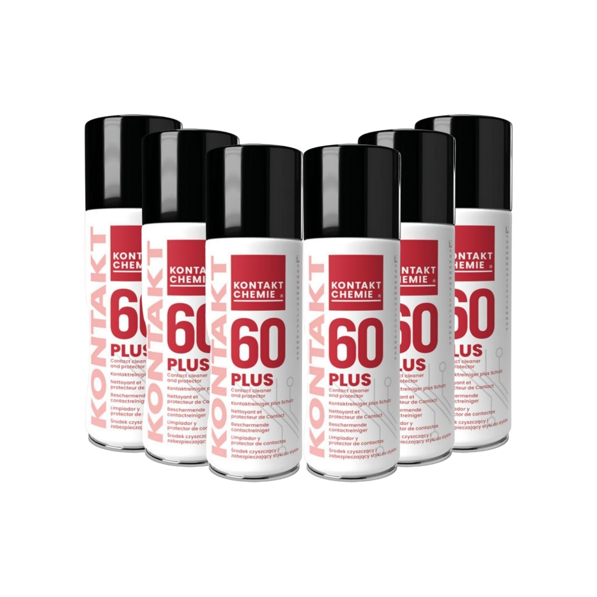 KONTAKT CHEMIE 6 Stück Kontaktreiniger + Schutz, KONTAKT 60 PLUS, je 200ml Reinigungsspray