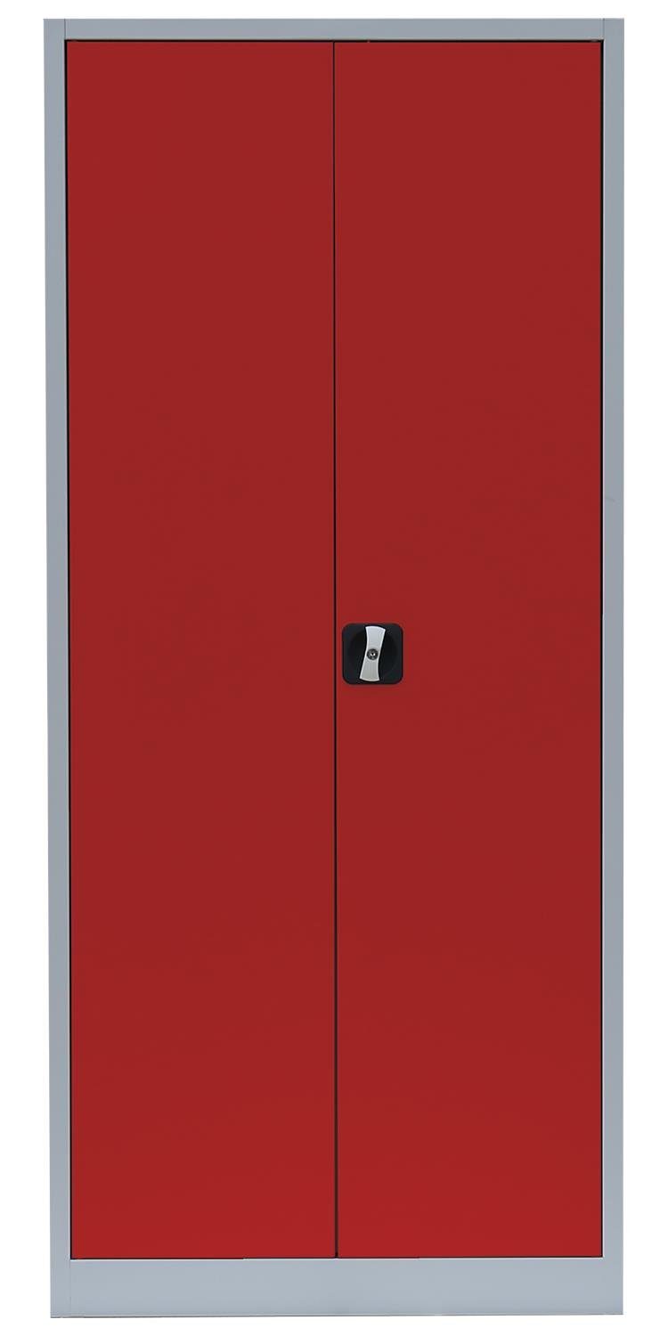 Steelboxx Mehrzweckschrank Lüllmann® 383 1800 Montage Komplett | mm verschweißt, erforderlich OH, 800 und (1-St) Grau/Rot Flügeltürenschrank, grau keine x montiert x 4,5