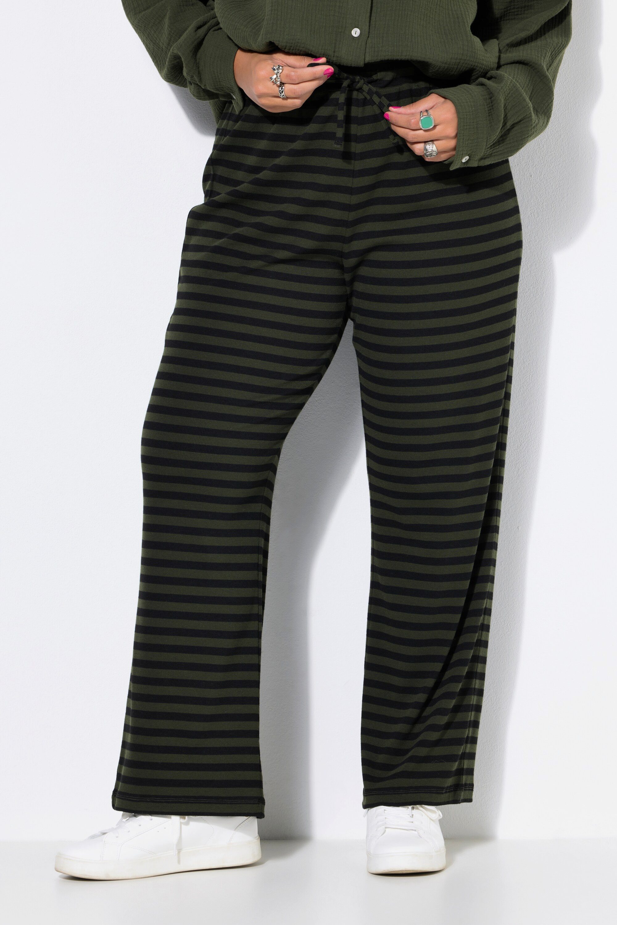 Studio Untold Schlupfhose Hose Wide Legs Rippjersey mit Ringeln