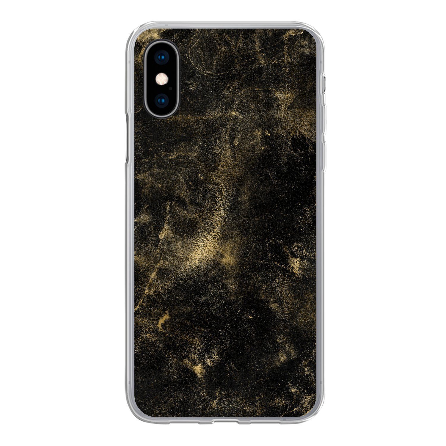 Handyhülle für Apple iPhone X Gold - Glitter - Schwarz