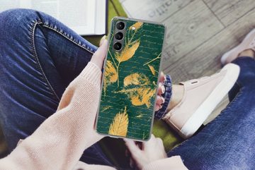 MuchoWow Handyhülle Blätter - Gold - Grün, Phone Case, Handyhülle Samsung Galaxy S21, Silikon, Schutzhülle