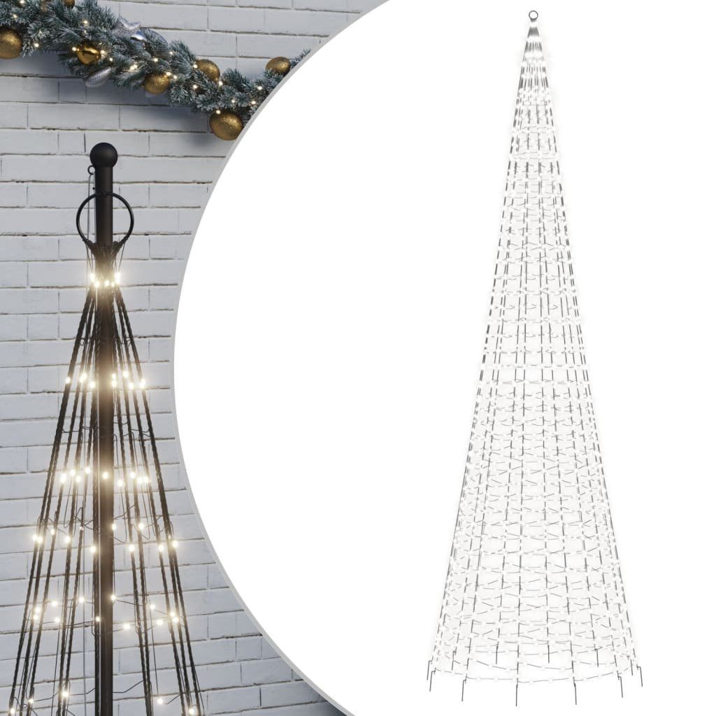 vidaXL Dekolicht 500 cm LED-Weihnachtsbaum für Fahnenmast 1534 LEDs Kaltweiß 500 cm Auß