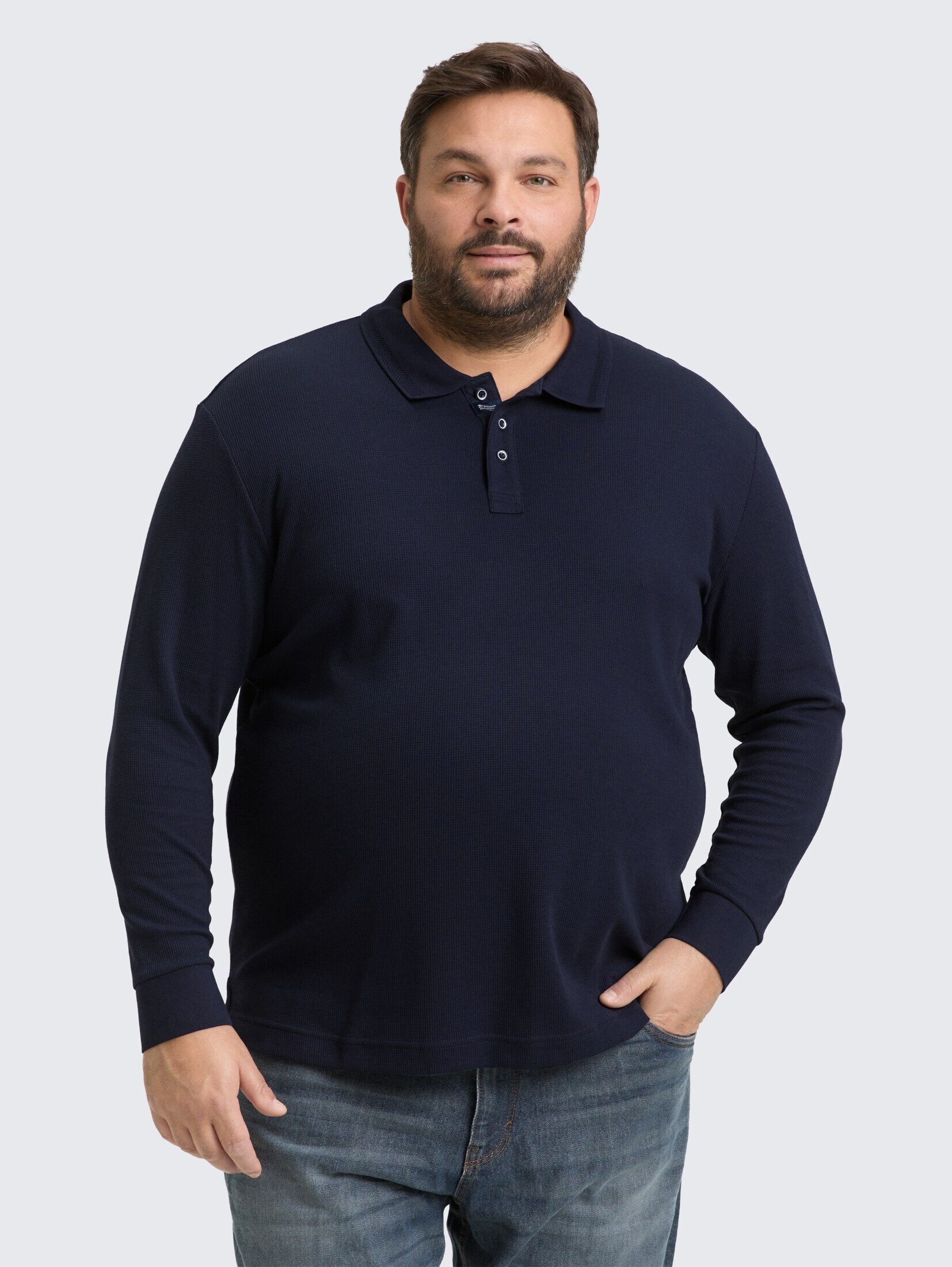 TOM TAILOR PLUS Langarm-Poloshirt Poloshirts Plus Size - Langarm Poloshirt günstig online kaufen