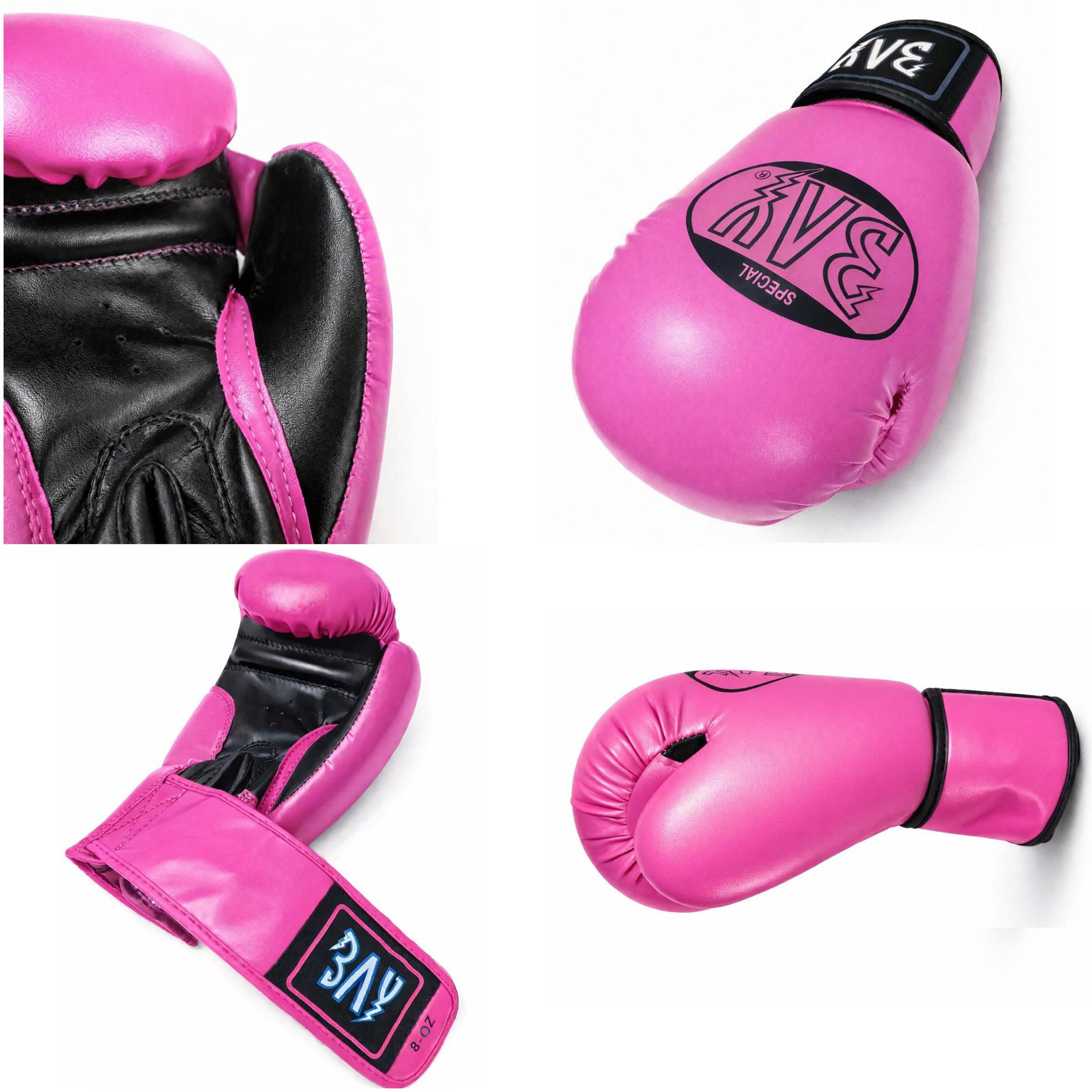 BAY-Sports Boxhandschuhe Future Box-Handschuhe pink schwarz rosa Boxen Kickboxen Damen Kinder (Paar), Damen, Frauen, Mädchen, Kunstleder, Klett, geformtes Schau – Bild 5 von 5