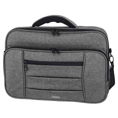 Hama Laptoptasche Notebook Tasche bis 44 cm (17,3 Zoll) im Business Style, Farbe grau, Mit Vordertasche, Innenfach, Organizerstruktur, Trolleyband, Klettband