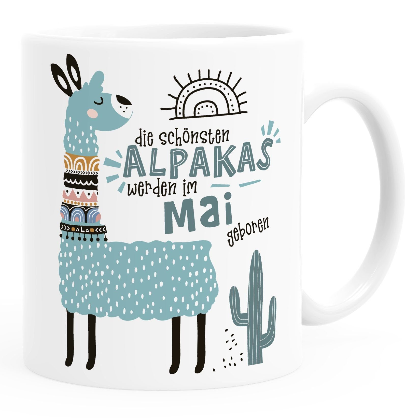geboren SpecialMe Lama Alpakas Geburtags-Geschenke Die werden Mai Geburtsmonat Januar-Dezember individuelle weiß Kaffee-Tasse Schönsten SpecialMe®, anpassbares Motiv Tasse im Keramik