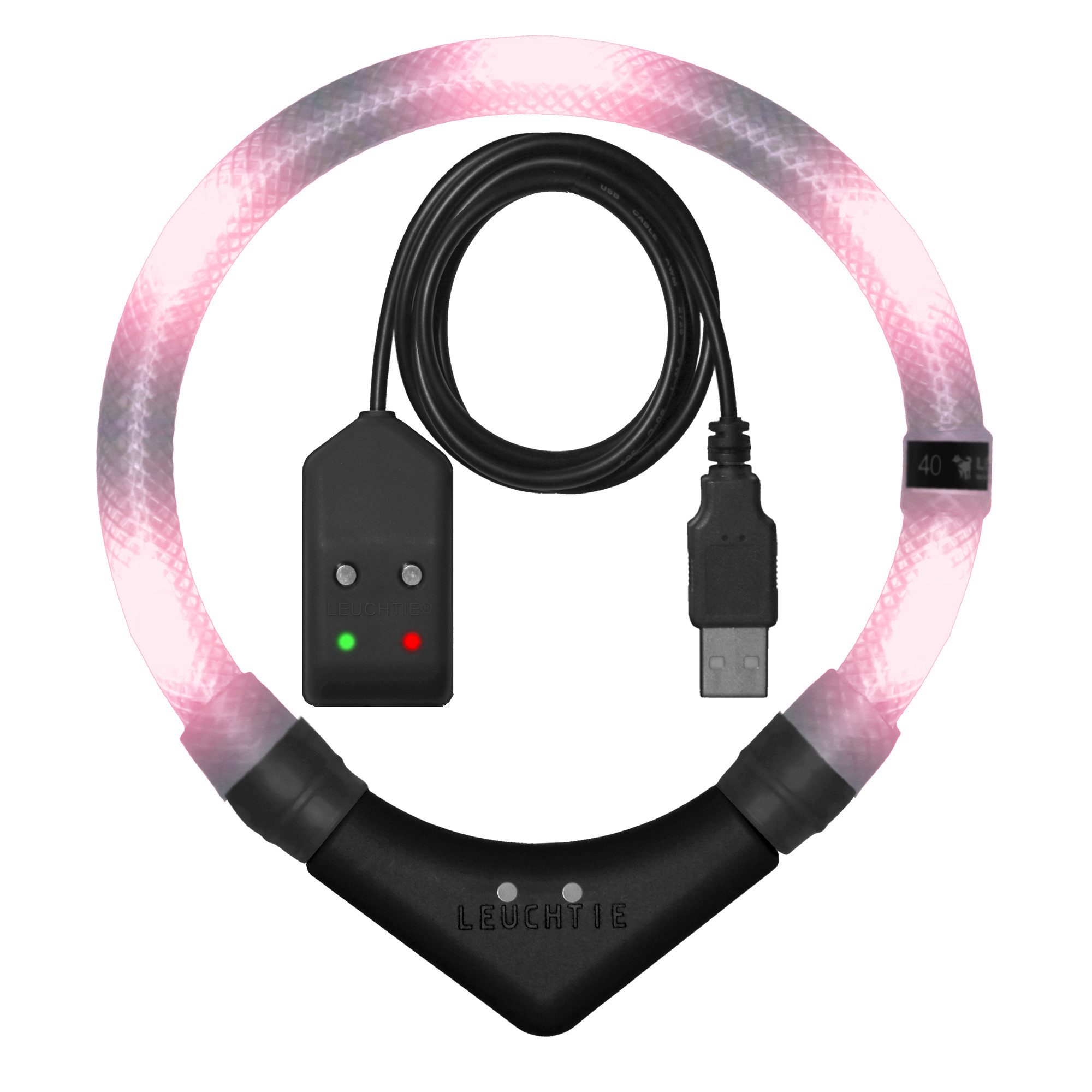 LEUCHTIE Leuchthalsband LEUCHTIE Easy Charge Bewegungssensor blush 60, LED-Halsband für Hunde – USB-aufladbar, wasserdicht, konstant hell