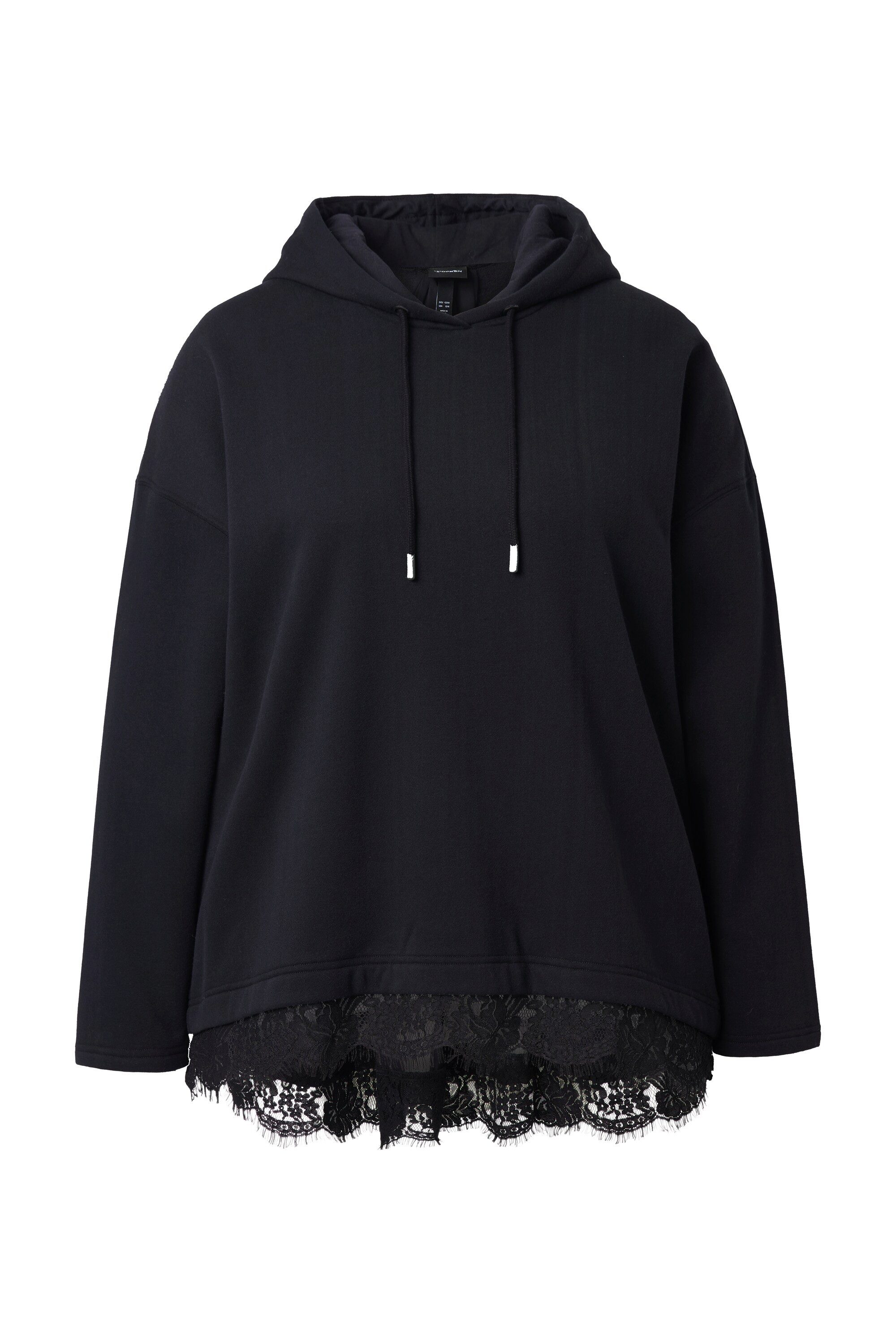 Ulla Popken Sweatshirt Hoodie Spitzensaum A-Linie Kapuze Langarm günstig online kaufen