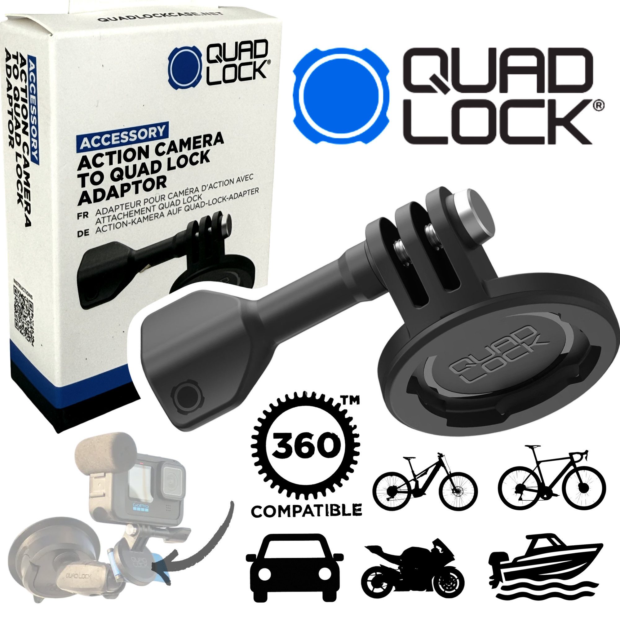 Quad Lock Handy-Halterung QUAD LOCK System Adapter Halterung für Action Kamera