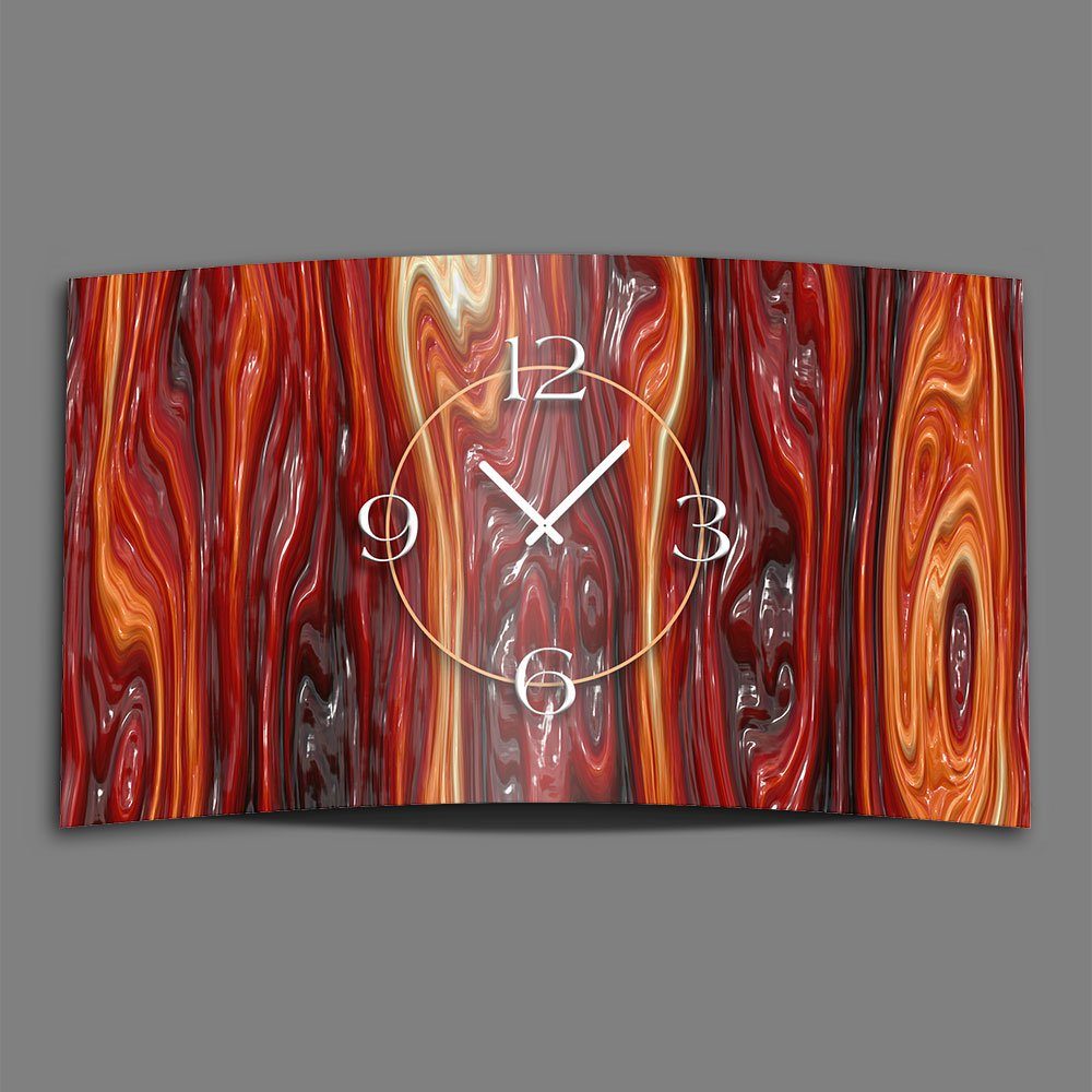 Wanduhr Alu-Dibond) Glas Wanduhren dixtime aus rot geschmolzenes 4mm (Einzigartige Wanduhr Designer Design 3D-Optik modernes