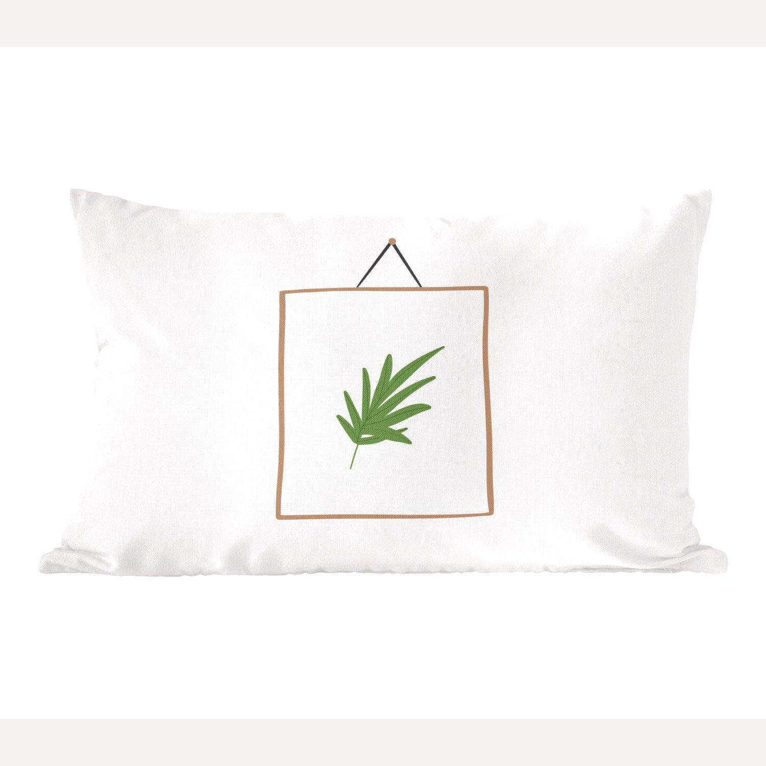 Weiß Pflanze - mit Zierkissen, Schlafzimmer Dekokissen Dekokissen Dekoration, Füllung, Wohzimmer MuchoWow Rahmen - Abstrakt, -