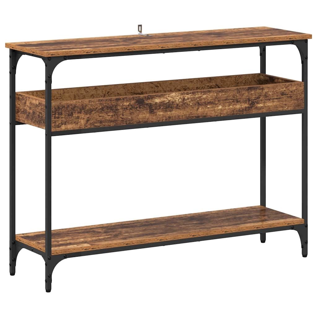 vidaXL Konsolentisch Konsolentisch mit Regal Altholz 100 x 29 x 75 cm Holzwerkstoff